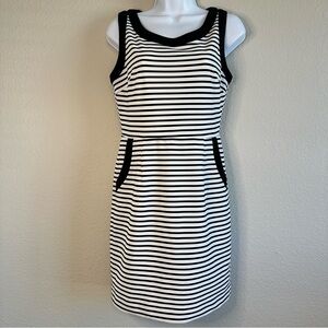 C Luce Black and White Striped Dress with cutout back